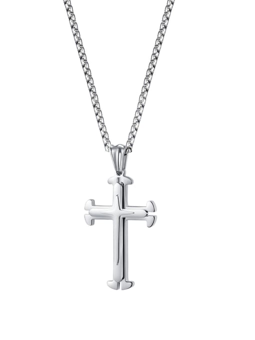 [steel pendantl chain 3(55cm] Titanium Steel Cross Minimalist Necklace